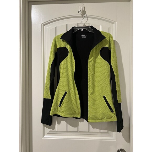 ASICS Sporty Neon/Black Trim Full Zip Running Jacket Kangaroo Pocket Women’s M - Picture 9 of 13